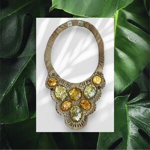 Neutral mix bib necklace